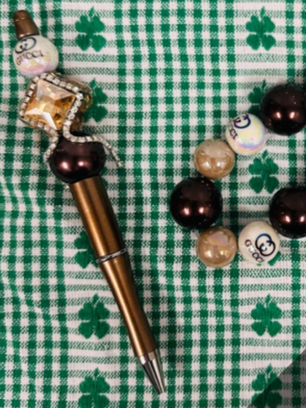 LUXURY INSPIRED CUSTOM BEADED PEN & KEY CHAIN SET-CLASSIC- CHIC-HANDMADE